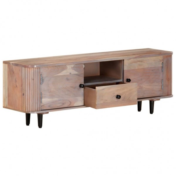 Mueble de TV de madera maciza de acacia 118x30x40 cm M 4