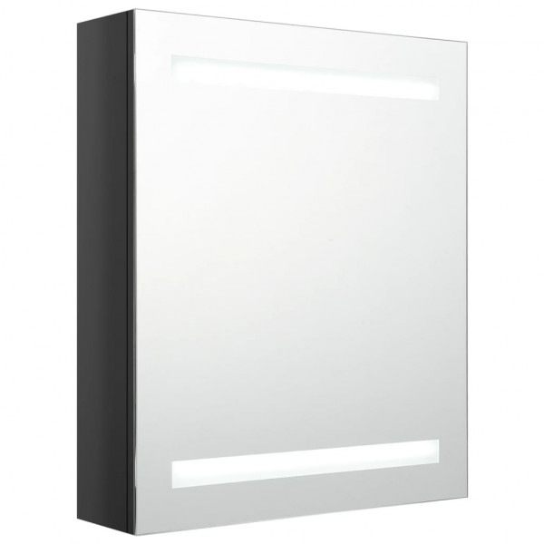Armario de baño con espejo LED negro brillante 50x14x60 cm M 2