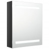 Armario de baño con espejo LED negro brillante 50x14x60 cm 2