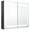 Armario de baño con espejo y LED gris 80x12x68 cm 2