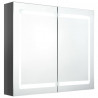 Armario de baño con espejo LED gris brillante 80x12x68 cm 2