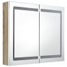 Armario de baño con espejo LED blanco y roble 80x12x68 cm 3