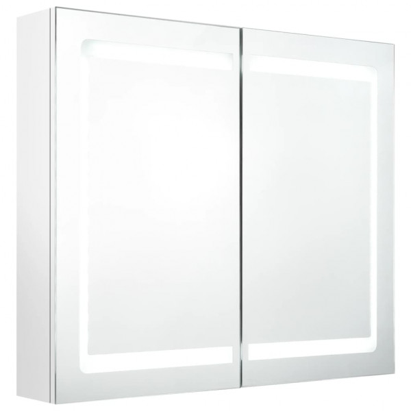 Armário espelhado casa de banho LED 80x12x68cm branco brilhante M 2