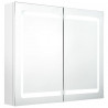 Armário espelhado casa de banho LED 80x12x68cm branco brilhante 2