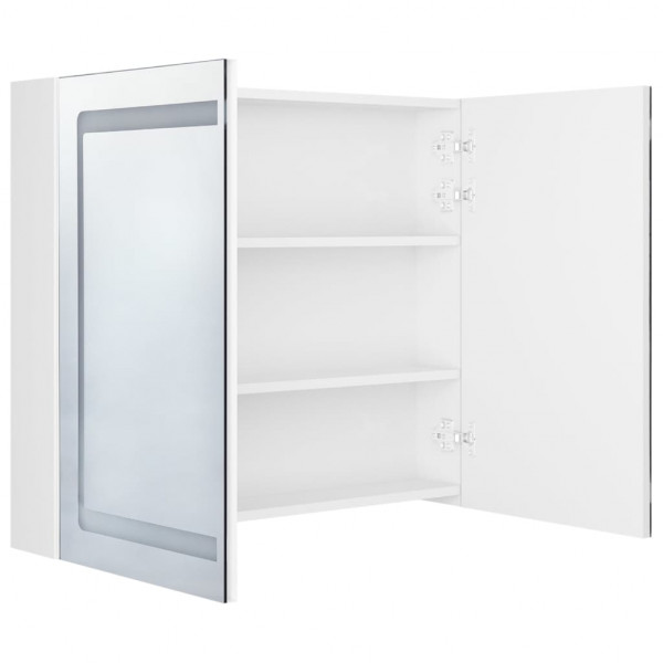 Armário espelhado casa de banho LED 80x12x68cm branco brilhante M 5