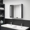 Armario de baño con espejo LED gris brillante 62x14x60 cm 1