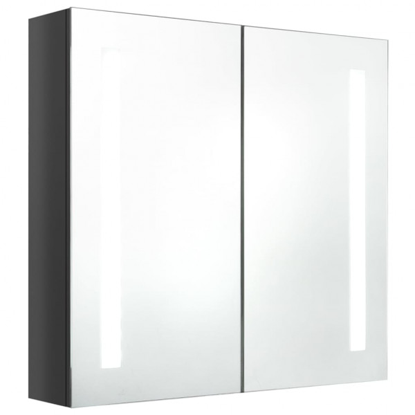 Armario de baño con espejo LED gris brillante 62x14x60 cm M 2