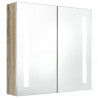 Armario de baño con espejo y LED blanco y roble 62x14x60 cm 2