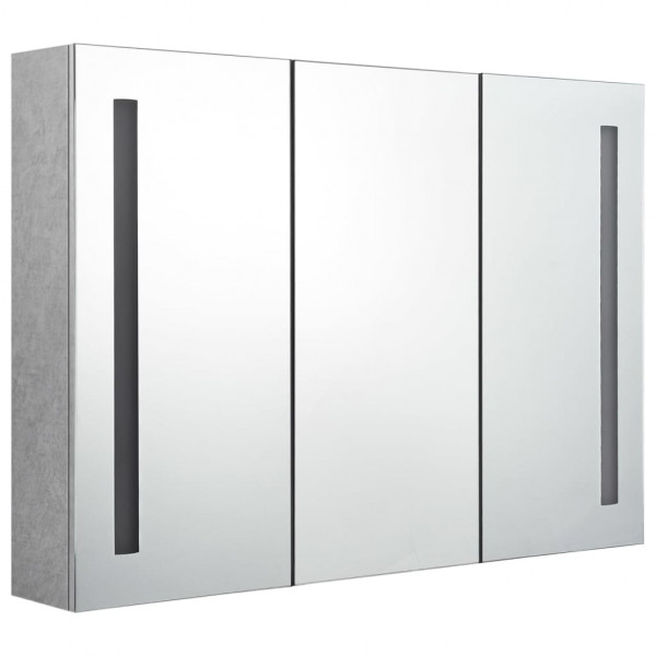 Armario de baño con espejo LED gris hormigón 89x14x62 cm M 2
