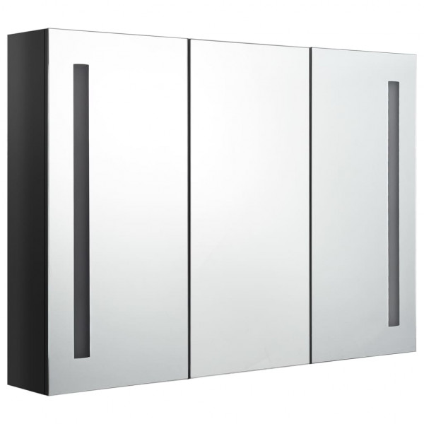 Armario de baño con espejo LED negro brillante 89x14x62 cm M 2