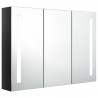 Armario de baño con espejo LED negro brillante 89x14x62 cm 3