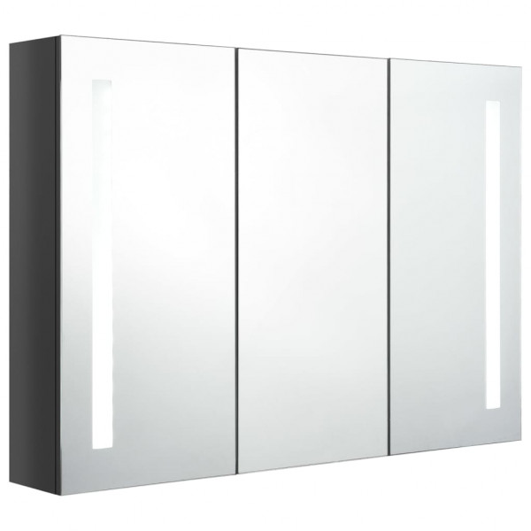Mueble de baño con espejo LED gris brillante 89x14x62 cm M 4