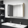 Armario de baño con espejo LED blanco y roble 89x14x62 cm 1