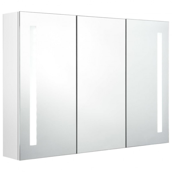 Mueble de baño con espejo LED blanco brillante 89x14x62 cm M 2