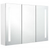 Armário espelhado casa de banho LED 89x14x62cm branco brilhante 2