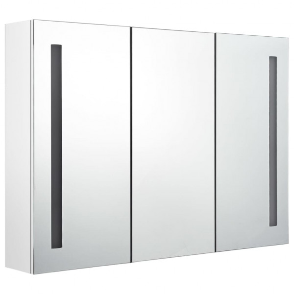 Mueble de baño con espejo LED blanco brillante 89x14x62 cm M 4