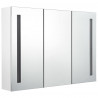 Mueble de baño con espejo LED blanco brillante 89x14x62 cm 4
