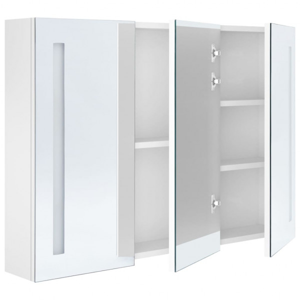 Mueble de baño con espejo LED blanco brillante 89x14x62 cm M 5