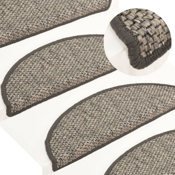 Alfombra autoadhesiva escalera sisal 15 uds plateado 56x17x3 cm D
