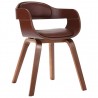 Cadeira de jantar madeira curvada e couro artificial castanho 1