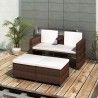 4 pcs conjunto lounge jardim c/ almofadões vime PE castanho 1