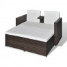 4 pcs conjunto lounge jardim c/ almofadões vime PE castanho 2