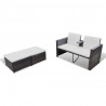 Set muebles de jardín 4 piezas y cojines ratán sintético marrón 5