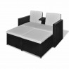 Set muebles de jardín 4 piezas y cojines ratán sintético negro 1