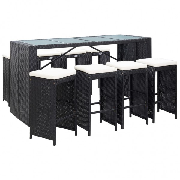 Set demuebles de bar de jardín 9 piezas ratán sintético negro D