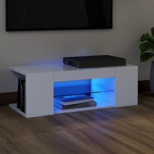 Mueble de TV con luces LED blanco 90x39x30 cm H