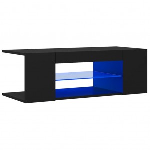 Mueble de TV con luces LED negro 90x39x30 cm H