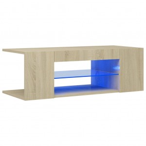 Móvel de TV com luzes LED 90x39x30 cm carvalho sonoma H