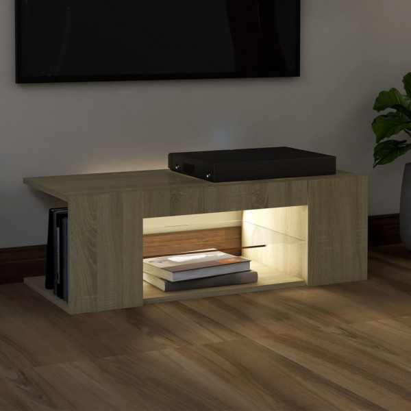 Mueble de TV con luces LED roble Sonoma 90x39x30 cm M 3