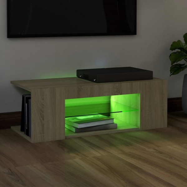 Mueble de TV con luces LED roble Sonoma 90x39x30 cm M 4