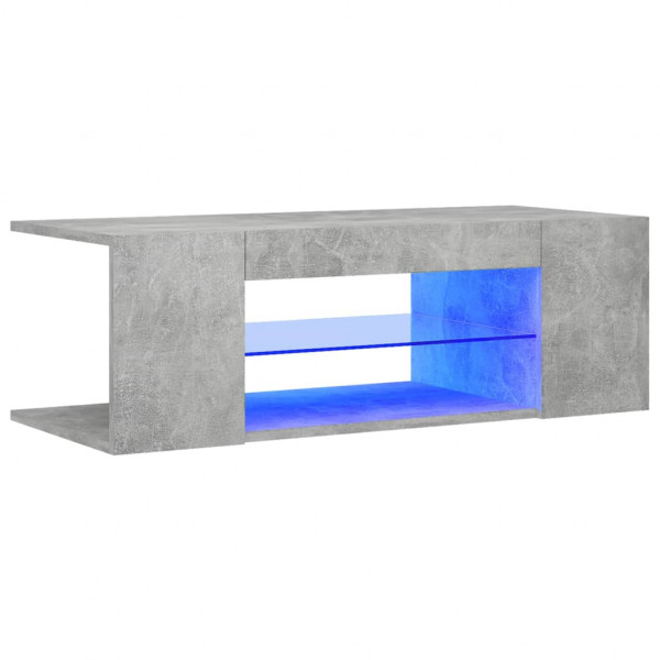 Mueble de TV con luces LED gris hormigón 90x39x30 cm M 2