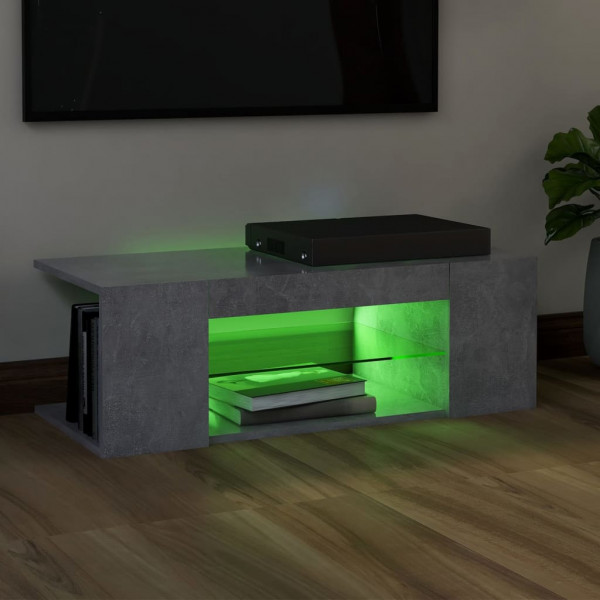 Mueble de TV con luces LED gris hormigón 90x39x30 cm M 4