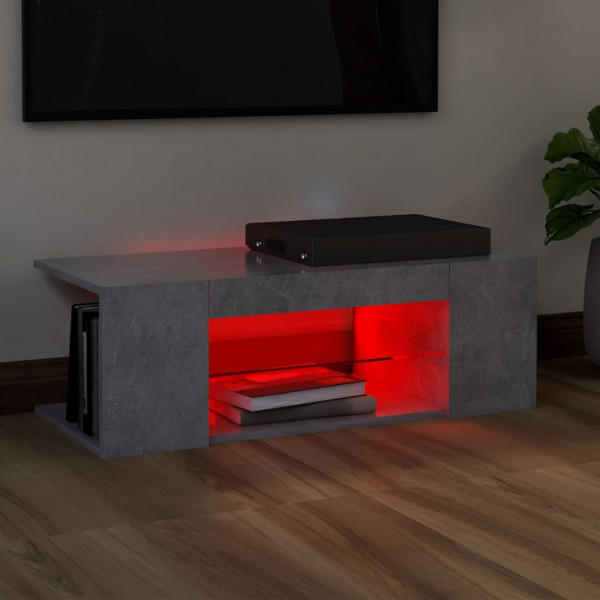 Mueble de TV con luces LED gris hormigón 90x39x30 cm M 5