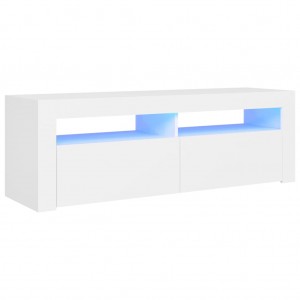 Móvel de TV com luzes LED 120x35x40 cm branco H