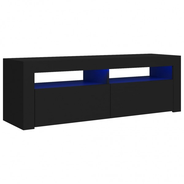 Mueble de TV con luces LED negro 120x35x40 cm M 2