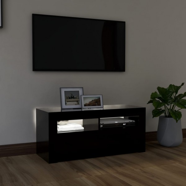 Mueble de TV con luces LED negro 90x35x40 cm M 3