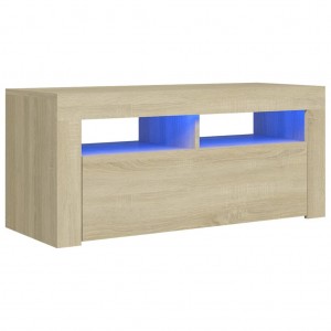 Mueble de TV con luces LED roble Sonoma 90x35x40 cm H