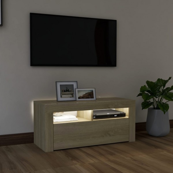 Mueble de TV con luces LED roble Sonoma 90x35x40 cm M 3