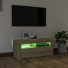 Mueble de TV con luces LED roble Sonoma 90x35x40 cm 4