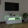 Mueble de TV con luces LED blanco brillante 90x35x40 cm 4