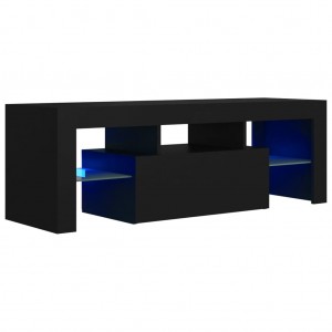 Móvel de TV com luzes LED 120x35x40 cm preto H