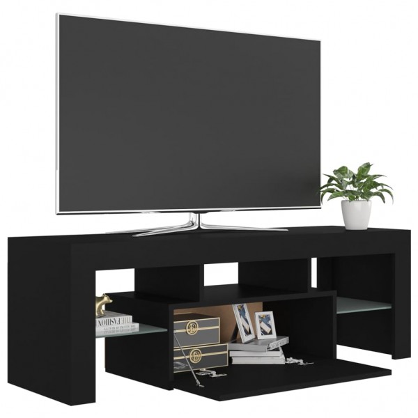 Mueble de TV con luces LED negro 120x35x40 cm M 4