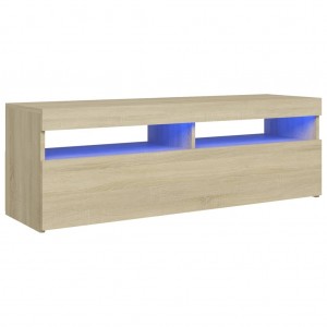 Mueble de TV con luces LED roble Sonoma 120x35x40 cm H