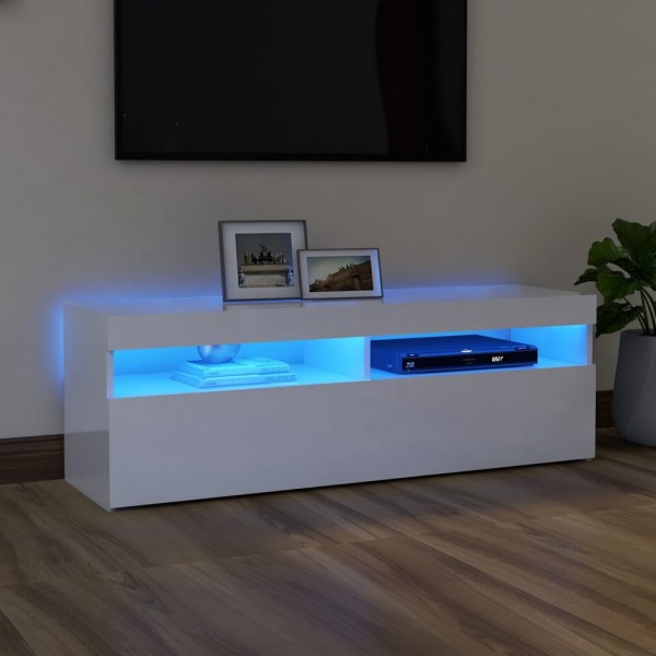 Mueble de TV con luces LED blanco brillante 120x35x40 cm M 2