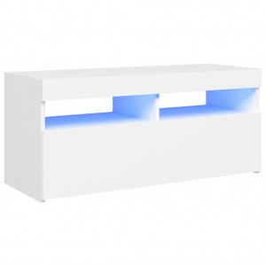 Mueble de TV con luces LED blanco 90x35x40 cm H