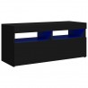 Mueble de TV con luces LED negro 90x35x40 cm 2